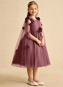 Azazie Staria Blumenmädchenkleider Ballkleid Gestreift Tüll Kleid Wüstenrose image8
