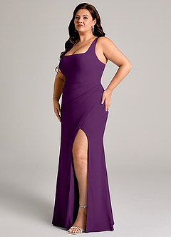 Azazie Mero Abiti da Damigella Abito Tubino in Chiffon Plissettato Uva image12