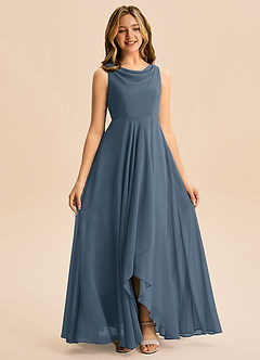 Azazie Mannie Junior Linia A Pofałdowany Szyfon Asymetryczny Młodsza druhna Sukienka image3