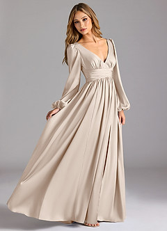 Azazie Norah Bridesmaid Dresses White Alabaster A-Line Stretch Satin Dress image3
