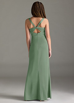 Azazie Mero Junior Matcha Mermaid Pleated Stretch Satin Dress image5