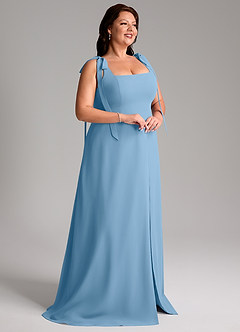 Azazie Debra Bridesmaid Dresses Steel Blue A-Line with Pockets Chiffon Convertible Dress image12