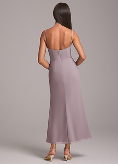 Azazie Saige Robes de demoiselle d'honneur Robe Fourreau Convertible en Mousseline de soie Épaule décolletée Crépuscule image8