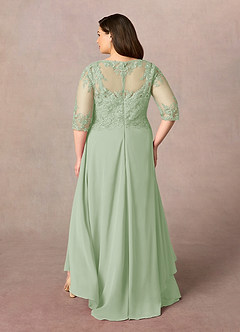Azazie Monza vestidos de madre de la novia Vestido de Salvia Polvorienta de Gasa de Corte En A con Encaje image3
