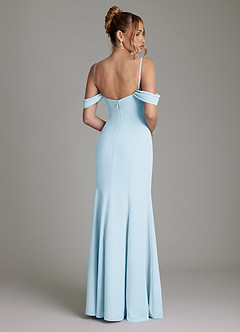 Azazie Karmela Bridesmaid Dresses Sky Blue A-Line Off the Shoulder Chiffon Dress image2