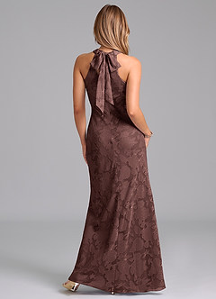 Azazie Doretta Bridesmaid Dresses Espresso Mermaid Pleated Floral Burnout Dress image6