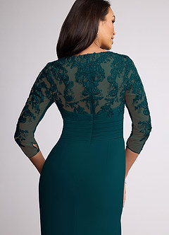 Azazie Joan Mother of the Bride Dresses Pine Sheath V-Neck Lace Chiffon Dress image5