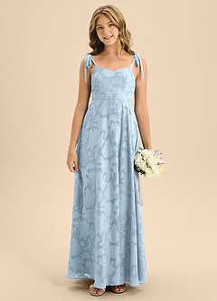 Azazie Rosey Junior Sky Blue A-Line Sweetheart Neckline Floral Burnout Dress image5