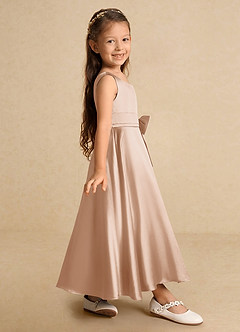 Azazie Lindy Flower Girl Dresses English Rose A-Line Pleated Matte Satin Dress image5