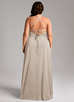 Azazie Mei Bridesmaid Dresses Frost A-Line V-Neck Stretch Satin Dress image8