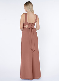 Azazie Christiana Bridesmaid Dresses Cedar Rose A-Line V-Neck Pleated Chiffon Dress image3