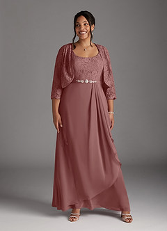Azazie Ainsling Kleider für die Brautmutter A-Linie Quadratischer Ausschnitt Spitze Chiffon Kleid Wüstenrose image12
