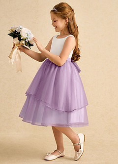 Azazie Rene Flower Girl Dresses Ivory Wisteria A-Line Bow Tulle Dress image5
