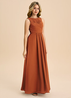 Azazie Skyla Junior Klä av A-Line i Chiffong Plisserad image4