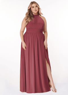 Azazie Iman Abiti da Damigella Abito A-Line in Chiffon A-Line con Increspature Merlot image11