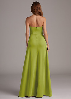 Azazie Wren Brudtärnklänningar Klä av A-Linje i Stretch Satin Axelbandslös Citrongräs Konvertibel image5