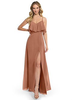 Azazie Jean Bridesmaid Dresses Bronzer A-Line Chiffon Convertible Dress image1