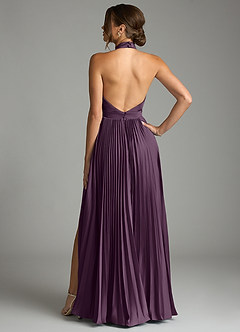 Azazie Zienna 신부 들러리 드레스 A라인 주름진 스트레치 새틴 바닥 길이 드레스 image2