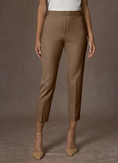 front Charlotte Truffle Refined Weave Pants Suit