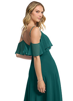 Azazie Jean Bridesmaid Dresses Peacock A-Line Chiffon Convertible Dress image7