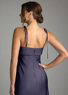 Azazie Ellia Bridesmaid Dresses Stormy Sheath Bow Stretch Satin Dress image6