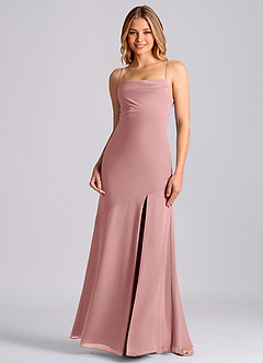 Azazie Grata Bridesmaid Dresses Dusty Rose Mermaid Pleated Chiffon Dress image3