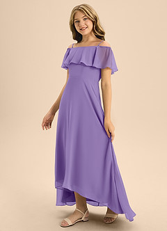Azazie Maggie Junior Tahiti A-Line Off the Shoulder Chiffon Dress image4
