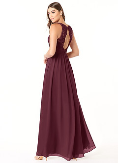 Azazie Luz Bridesmaid Dresses Cabernet A-Line Lace Chiffon Dress image4