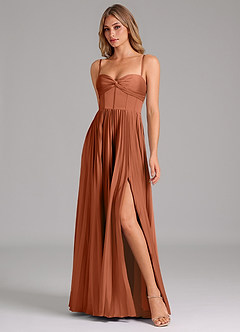 Azazie Akiko Bridesmaid Dresses Cedar Rose A-Line Sweetheart Neckline Stretch Satin Dress image4