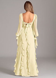 Azazie Candice Final Sale Dark Green A-Line Long Sleeve Chiffon Dress image2