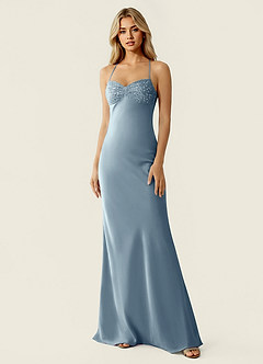 Valerianaire Powder Blue Beading Satin Vacation Dress image4