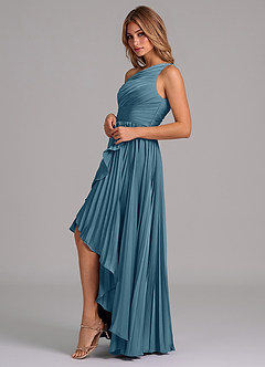 Azazie Lyrica Bridesmaid Dresses Bermuda A-Line One Shoulder Stretch Satin Dress image5