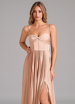 Azazie Akiko Bridesmaid Dresses Rose Gold A-Line Sweetheart Neckline Stretch Satin Dress image8
