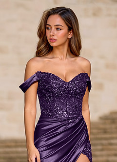 Opulence Plum Floral Corset Mermaid Dress image2