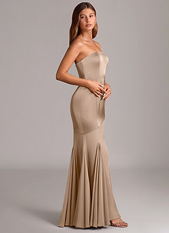 Azazie Uma Jurken voor bruidsmeisjes Converteerbaar Jurk van Chiffon met Zeemeermin Strapless Taupe image4