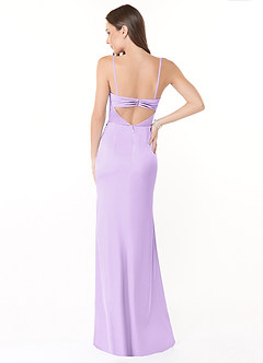 Azazie Leonis Bridesmaid Dresses Lilac Mermaid Pleated Stretch Satin Convertible Dress image3
