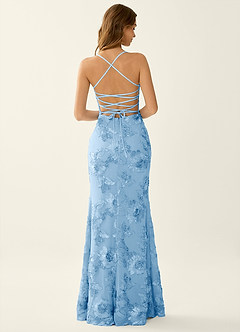 Kailani Sky Blue 3D Flowers Corset Mermaid Lace Up Back Prom Dress Prom ...