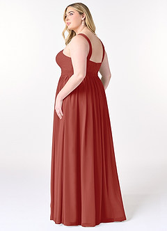 Azazie Elvira Bridesmaid Dresses Terracotta A-Line Pleated Chiffon Dress image10