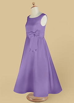 Azazie Lindy Flower Girl Dresses Tahiti A-Line Pleated Matte Satin Dress image15