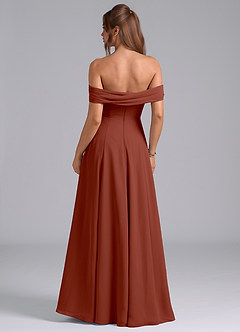 Azazie Almina Robes de demoiselle d'honneur Robe Trapèze Convertible en Mousseline de soie Épaule décolletée Auburn image2