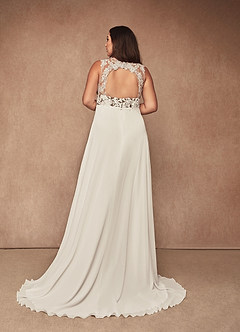 Azazie Trixie Hochzeitskleider A-Linie Pailletten Chiffon Kleid Diamantweiß Kakao image9