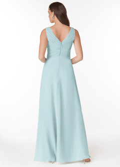 Azazie Flora Bridesmaid Dresses Mist A-Line Pleated Chiffon Dress image2