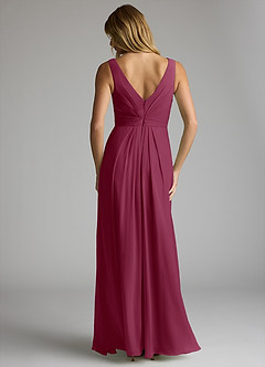 Azazie Gina Bridesmaid Dresses Mulberry A-Line V-Neck Pleated Chiffon Dress image5