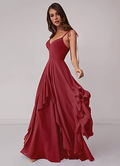 Barbie ♥ Azazie Bridesmaid Dresses Pomegranate A-Line Bow Chiffon Dress image3