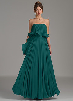 Azazie Alexia Bridesmaid Dresses Peacock A-Line Ruched Chiffon Dress image4