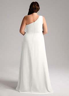Azazie Brooke Robes de demoiselle d'honneur Robe Trapèze en Mousseline de soie Une épaule Blanc image9