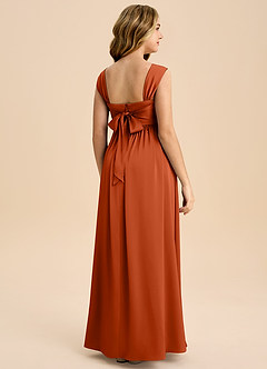 Azazie Hattie Junior Paprika A-Line Pleated Stretch Satin Dress image7