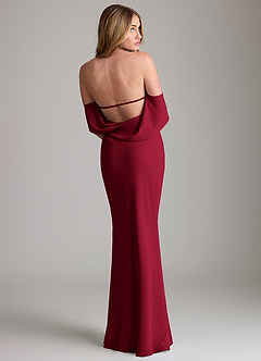 Azazie Lusinda Vestidos de damas de honor Vestido de Borgoña de Gasa de Corte Sirena Convertible con Vestidos sin tirantes image2