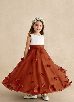 Azazie Vi Flower Girl Dresses Paprika A-Line Sleeveless Tulle Dress image8
