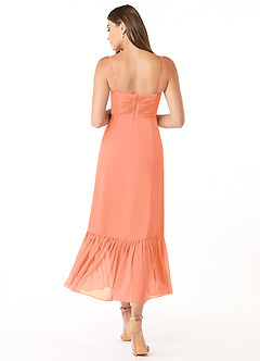 Azazie Justina Brautjungfernkleider A-Linie Herzausschnitt Chiffon Kleid Sonnenuntergang image2